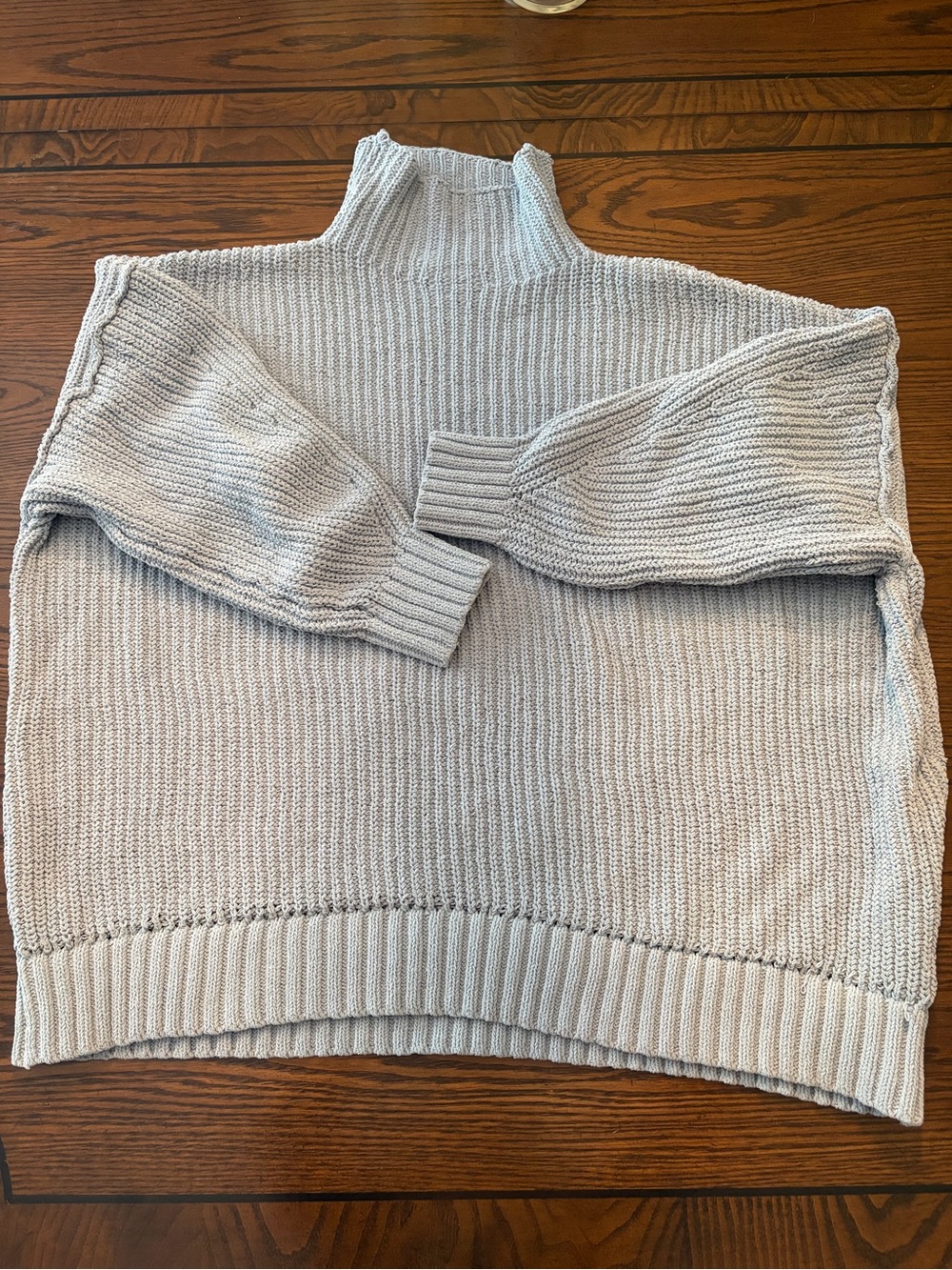 aerie Light Gray Ribbed Turtleneck Sweater